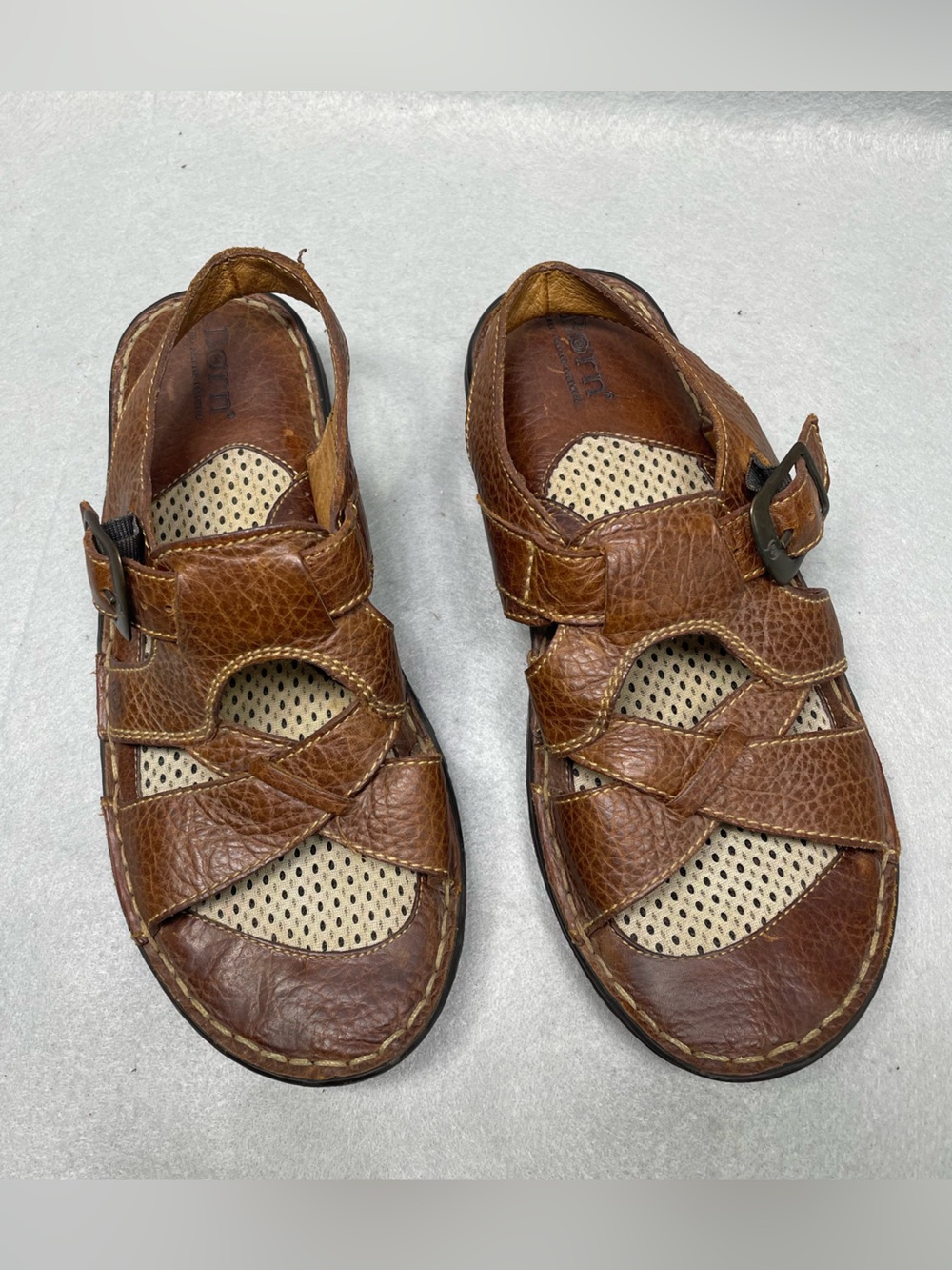 Born Brown Leather Strapped Fisherman Sandals US 7 Buckle